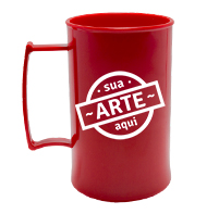 Caneca de acrílico leitoso vermelha 300ml