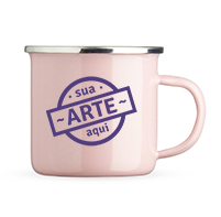 Caneca de inox esmaltada rosa 370ml