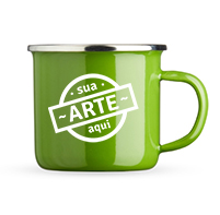 Caneca de inox esmaltada verde 370ml