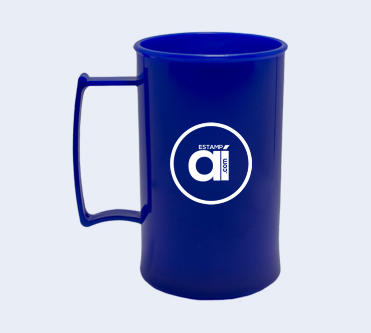 Caneca de acrílico personalizada azul escura sólida - 300ml